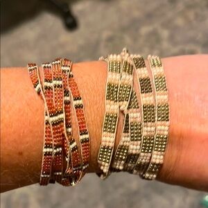 Set of 2 beaded wrap brackets with leather fasteners